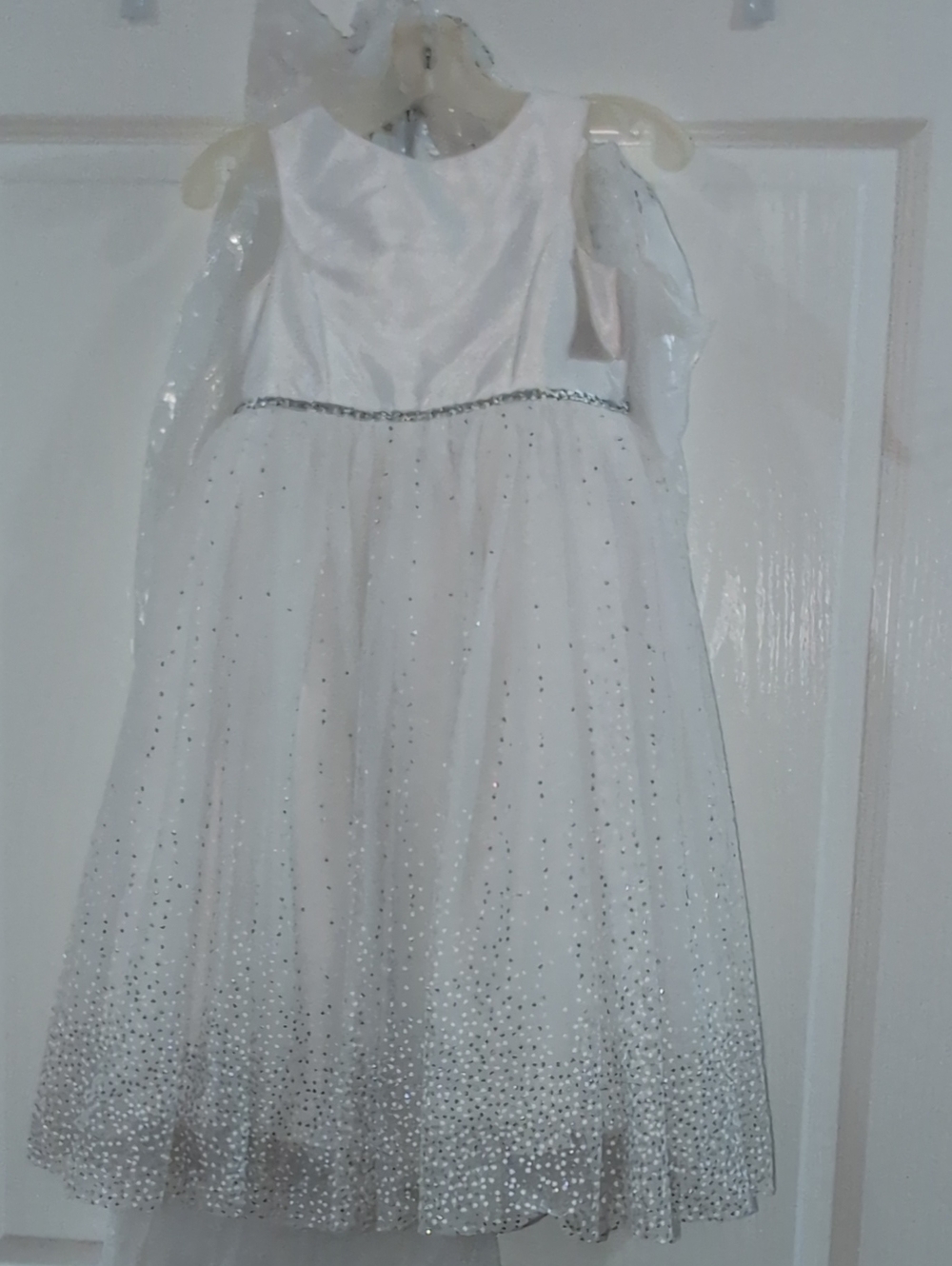 Flower Girl Dress From David's Bridal White Sparkle Tulle Formal Dress for Kids